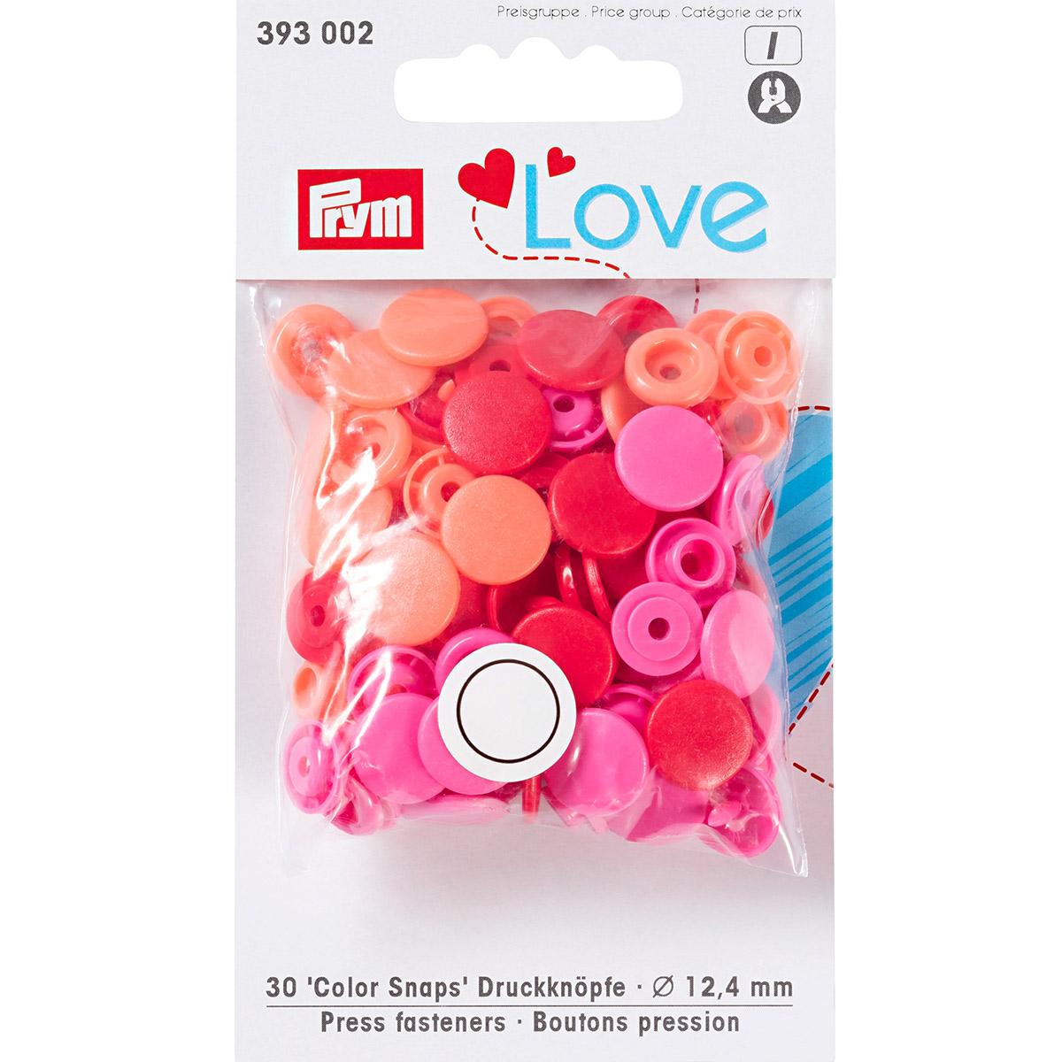 Кнопка "PRYM" 393002 PL Color Snaps пластик d 12.4 мм 30 шт. красный/розовый/оранжевый