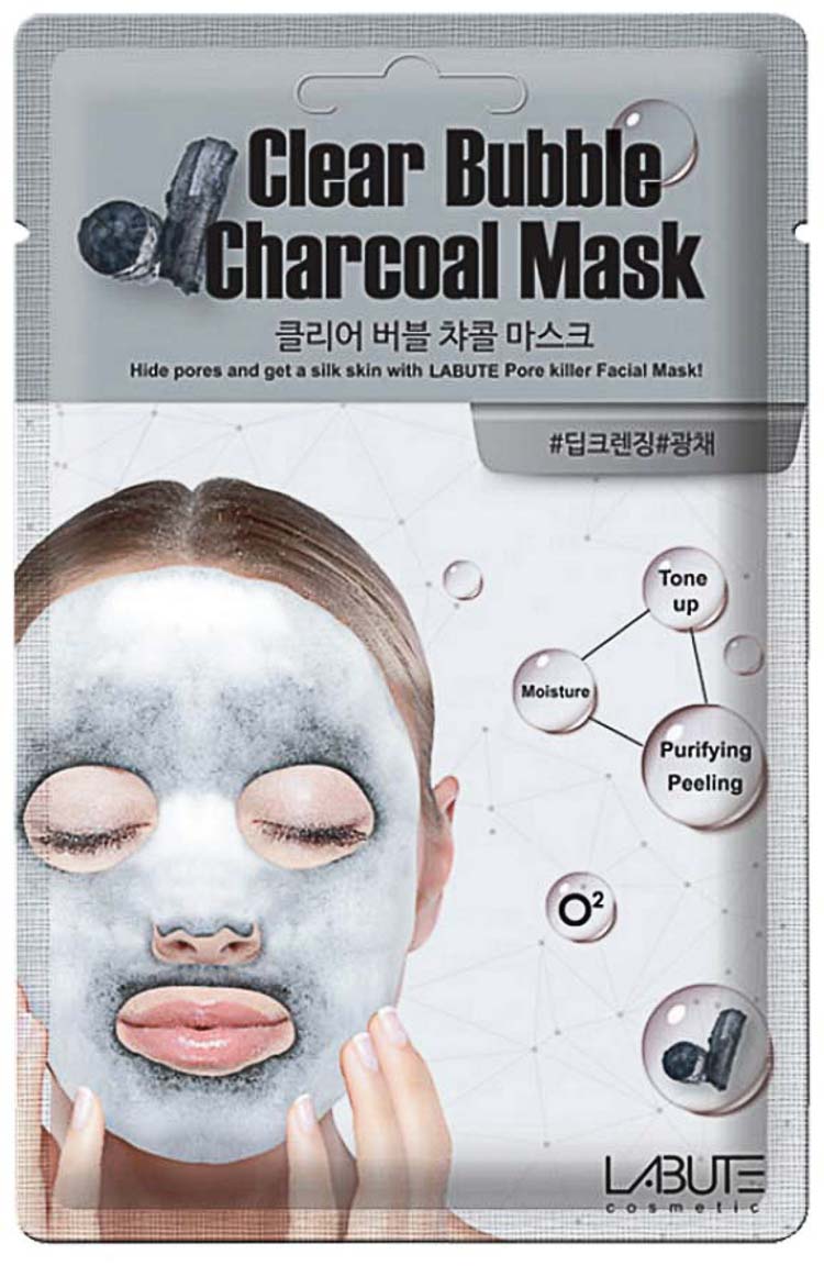 Пенящаяся (пузырьковая) угольная маска для лица «очищающая» LABUTE CM201