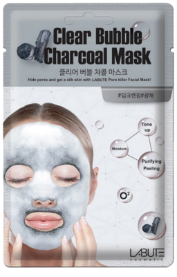 Пенящаяся (пузырьковая) угольная маска для лица «очищающая» LABUTE CM201