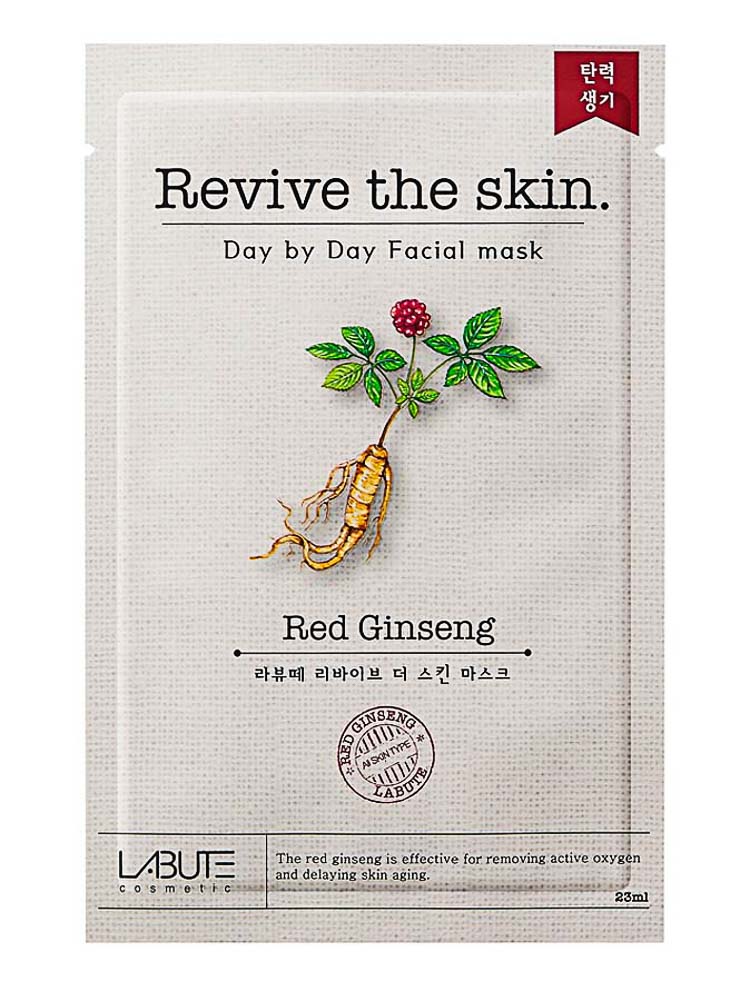 Тканевая маска для лица с экстрактом красного женьшеня Revive the skin LABUTE CM112