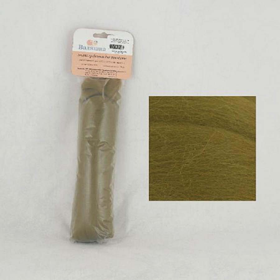 Гребенная лента LG_Wool (ЛГ_ Шерсть) 100г цв.1437 зеленый янтарь