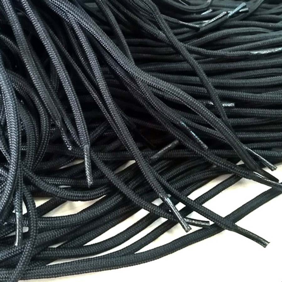 Шнурки круглые армированные 140 см, черные, 20 шт/упак