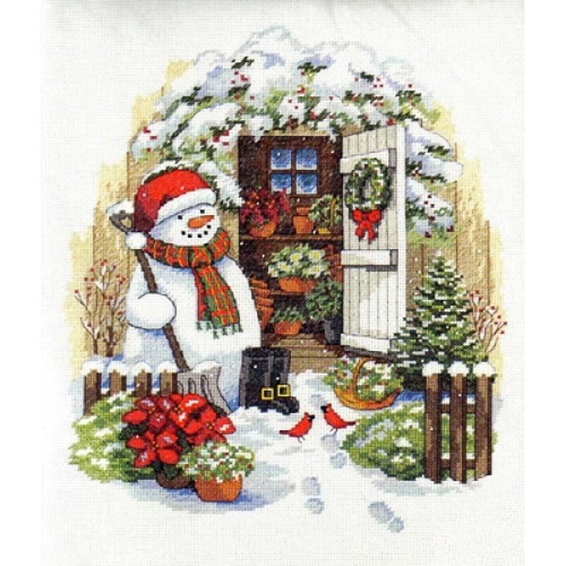 Набор для вышивания DIMENSIONS 08817 "Снеговик во дворе"