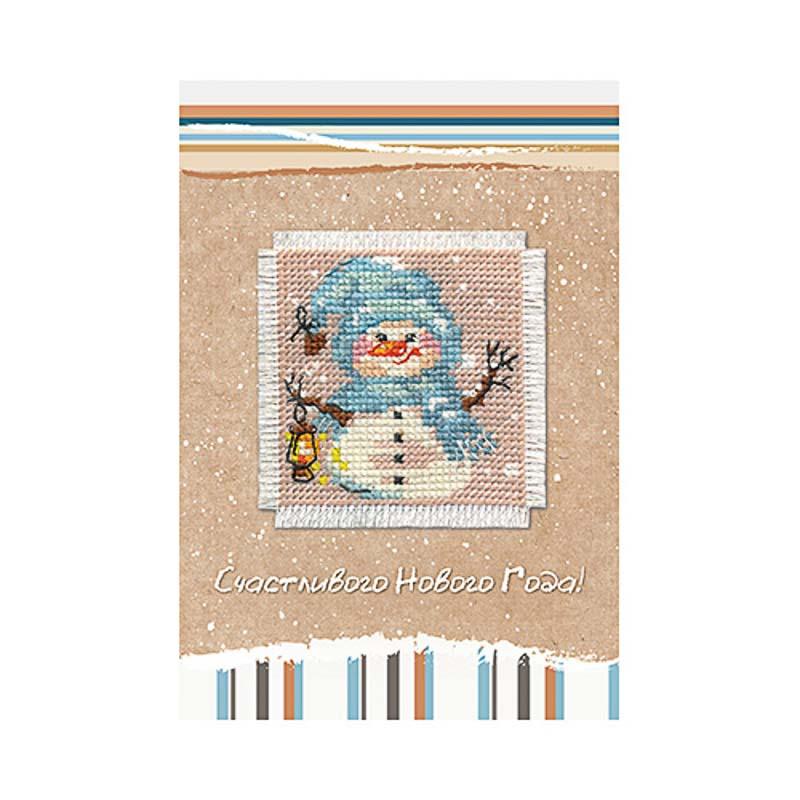 Набор для вышивания Алиса 7-02 Открытка "Снеговик"